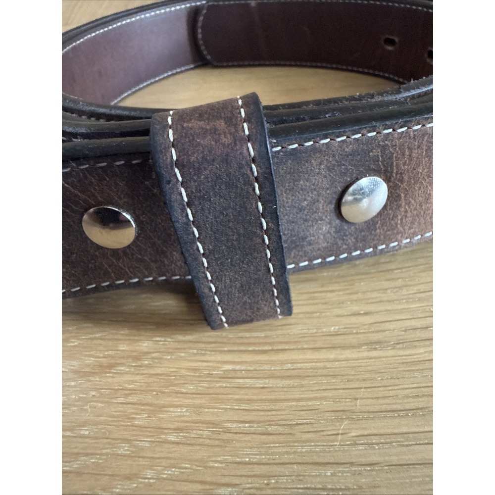Hanks Belts Men's 46 Model 2865 Genuine Full Grain Leather Brown Made In USA - Picture 3 of 10
